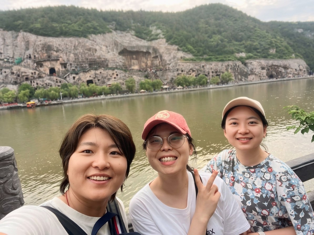 Mingwei, Yu and Fan together at the Longmen Grottoes in Luoyang