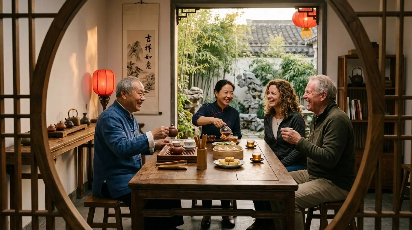 A warm family table shared over home-cooked food — everyday China at its most human